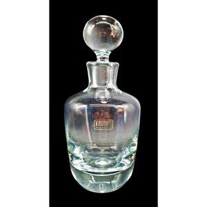 Krosno NEW Made in Poland Crystal Decanter Original Label Round Stopper Barware